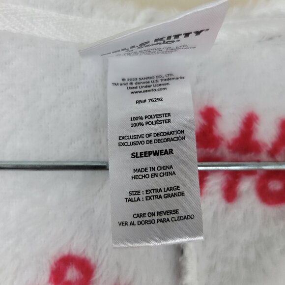 Hello Kitty Hooded One Piece Pajamas Women's Size XL Fleece Zip Up Sleepwear - Picture 14 of 15